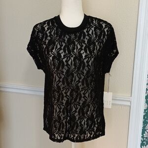 🆕 A New Day Elegant Black Lace Stretchy Top